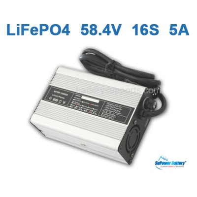 48V 58.4V 5A LiFePo4 Battery Charger 16S 16x 3.2V LiFe Charger