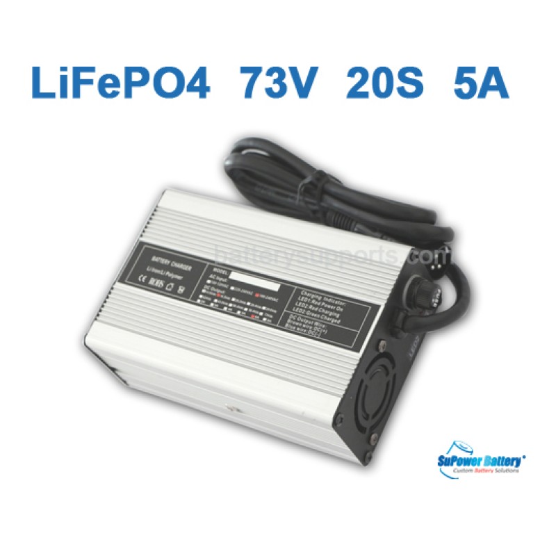 60V 73V 5A LiFePo4 Battery Charger 20S 20x 3.2V LiFe Charger