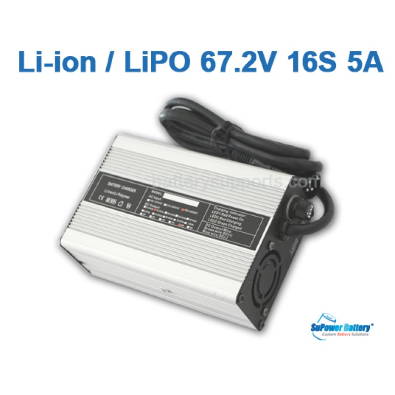 60V 67.2V 57.6V 5A Lithium ion LiPO Battery Charger 16S 16x 3.6V