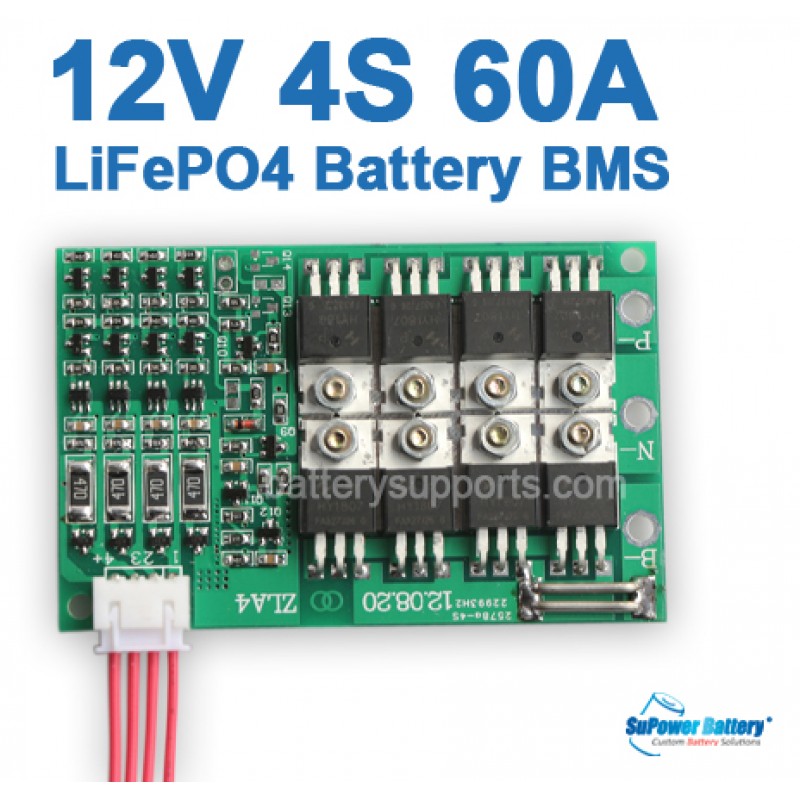 12V 14.6V 4S 60A LiFePo4 Battery BMS LFP PCM SMT System