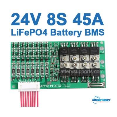 24V 25.6V 8S 45A 8x 3.2V LiFePo4 Battery BMS LFP PCM SMT System
