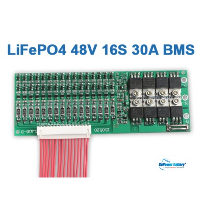 48V 30A 16S 16x 3.2V LiFePo4 Battery BMS LFP PCB PCM SMT System