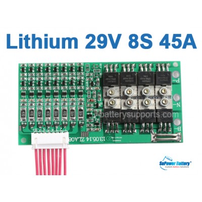 28V 29V 33V 45A 8x 3.6V 8S Lithium ion Li-PO Battery BMS PCM PCB