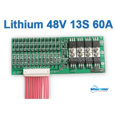 48V 54.6V 13S 60A 13x 3.6V Lithium ion LiPolymer Battery BMS PCB