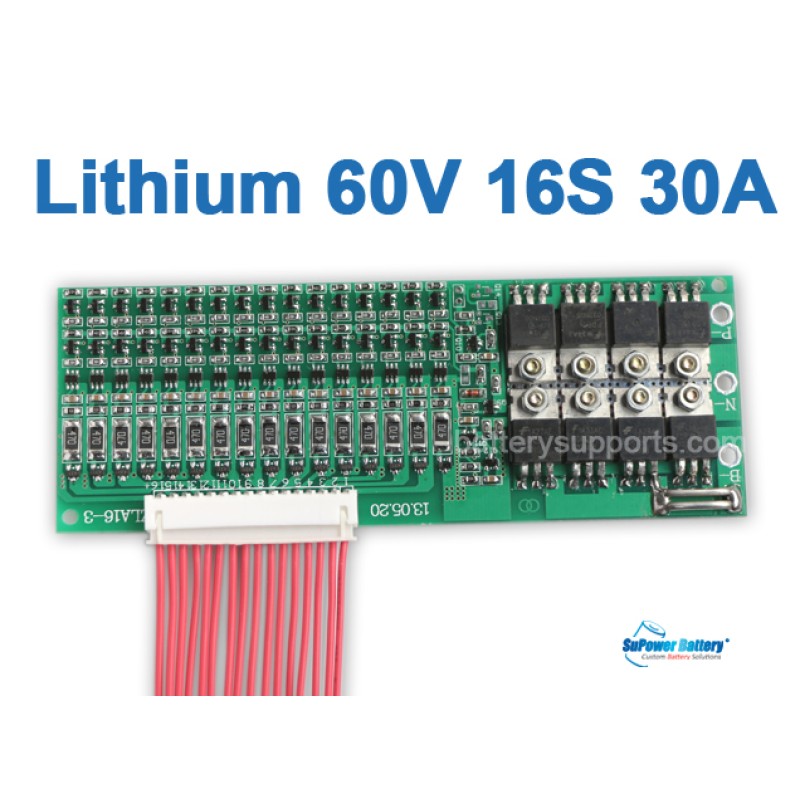 60V 67.2V 16S 30A 16x 3.6V Lithium ion Li-ion Li-Po Battery BMS