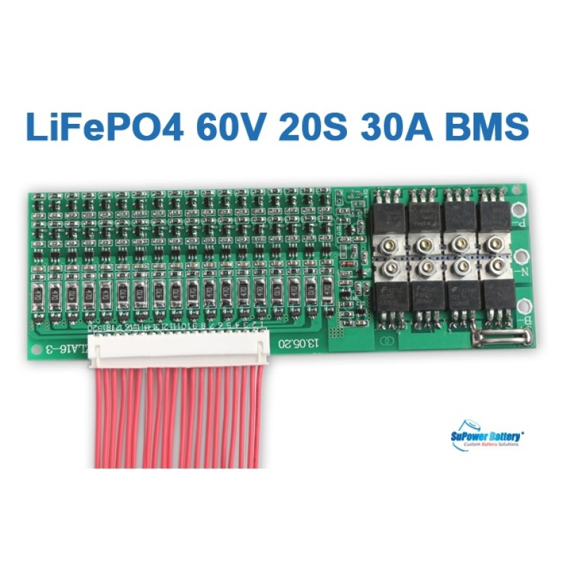 60V 30A 20S  20x 3.2V LiFePo4 Battery BMS LFP PCB PCM SMT System