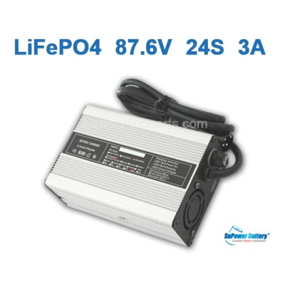 87.6V 86V 3A LiFePo4 Battery Charger 24S 24x 3.2V LiFe Charger