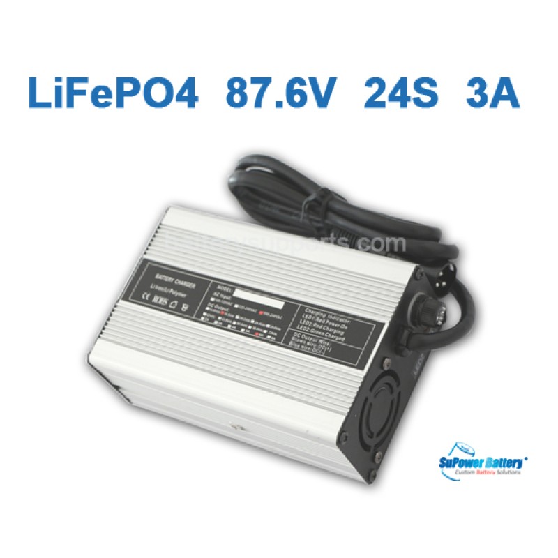 87.6V 86V 3A LiFePo4 Battery Charger 24S 24x 3.2V LiFe Charger 87.6V 86V 3A LiFePo4 Battery Charger 24S 24x 3.2V LiFe Charger