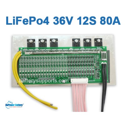 36V 80A 12S 12x 3.2V LiFePo4 Battery BMS LFP PCM SMT PCB System