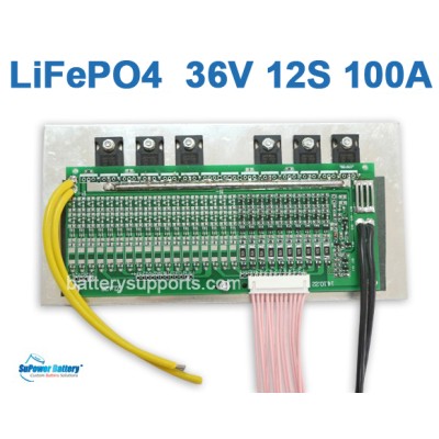 36V 100A 12S 12x 3.2V LiFePo4 Battery BMS LFP PCM SMT PCB System