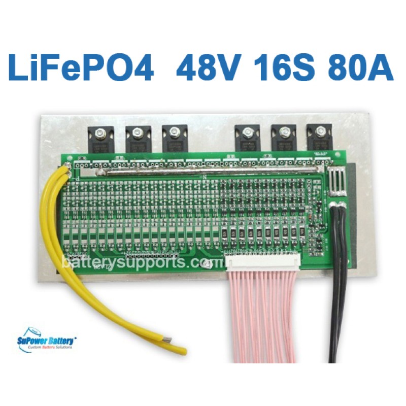 48V 80A 16S 16x 3.2V LiFePo4 Battery BMS LFP PCB PCM SMT System