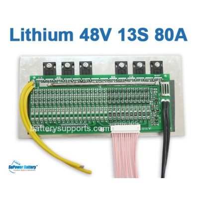 48V 54.6V 13S 80A 13x 3.6V Lithium ion LiPolymer Battery BMS PCB