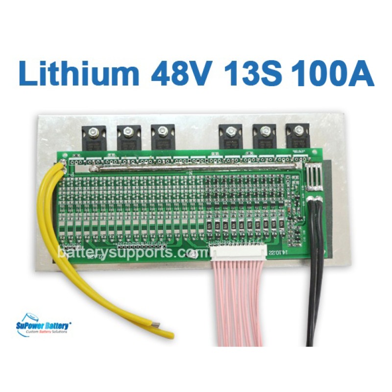48V 54.6V 13S 100A 13x3.6V Lithium ion LiPolymer Battery BMS PCB
