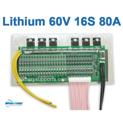 60V 67.2V 16S 80A 16x 3.6V Lithium ion Li-ion Li-Po Battery BMS