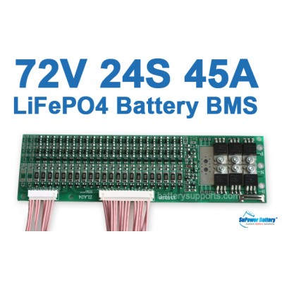 72V 45A 24S 24x 3.2V LiFePo4 Battery BMS LFP PCB PCM SMT System