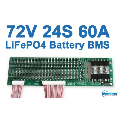 72V 60A 24S 24x 3.2V LiFePo4 Battery BMS LFP PCB PCM SMT System