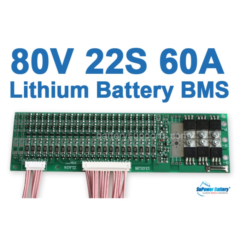 80V 92.4V 22S 60A 22x 3.6V Lithium ion Li-ion Li-Po Battery BMS
