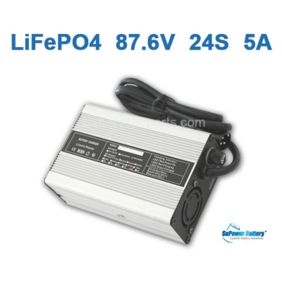 87.6V 86V  5A LiFePo4 Battery Charger 24S 24x 3.2V LiFe Charger