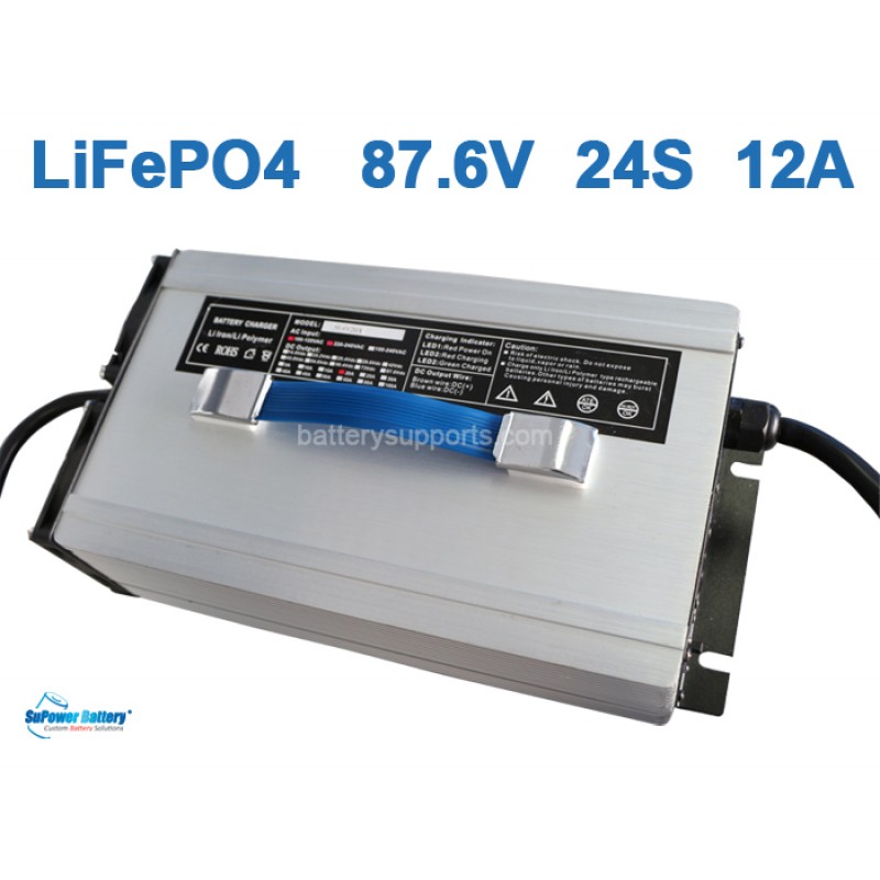 87.6V 86V 12A LiFePo4 Battery Charger 24S 24x 3.2V LiFe Charger