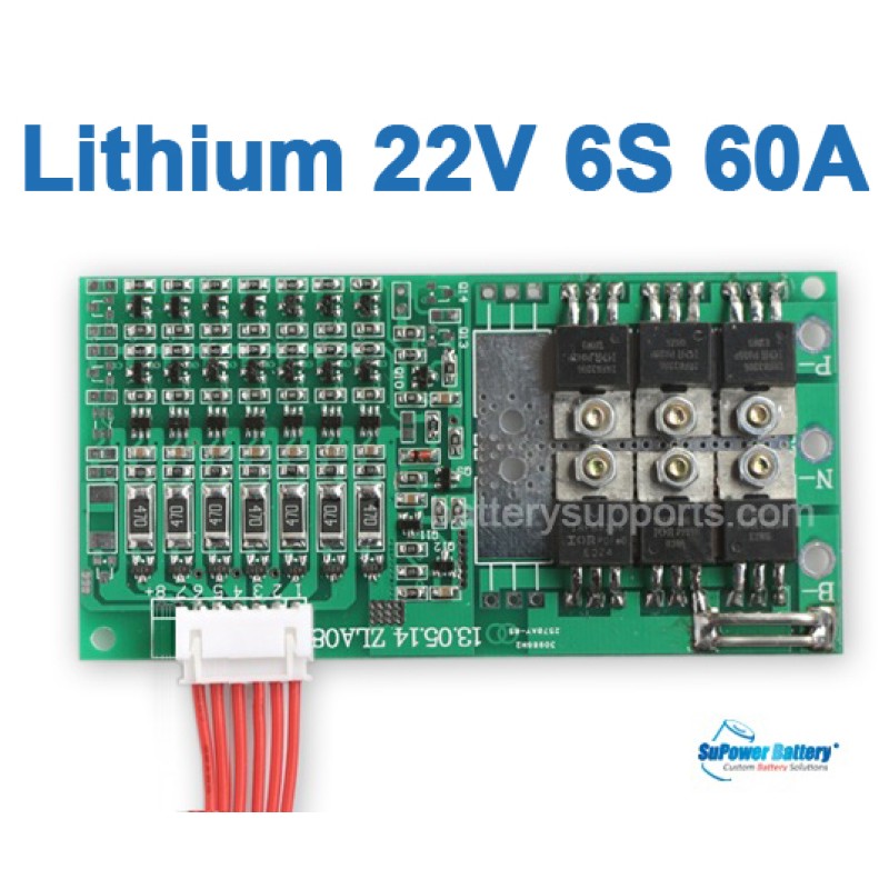 22V 24V 6S 60A 6x 3.6V Lithium ion LiPo Battery BMS PCM PCB