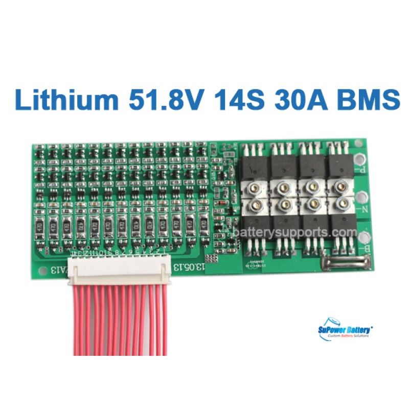 50.V 51.8V 58V 14S 30A 14x3.6V Lithium ion LiPolymer Battery BMS