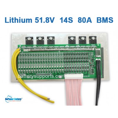 50.V 51.8V 58V 14S 80A 14x3.6V Lithium ion LiPolymer Battery BMS