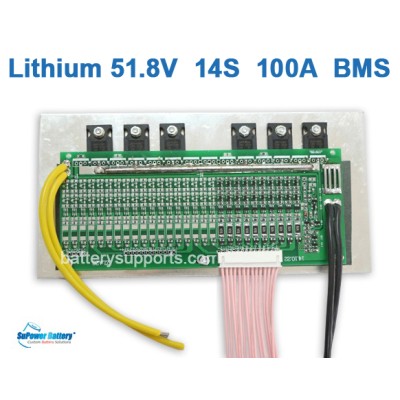 50.V 51.8V 58V 14S 100A 14x3.6V Lithium LiPolymer Battery BMS