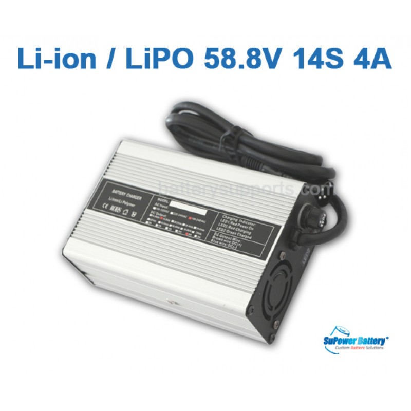 58.8V 58V 51.8V 4A Lithium ion LiPO Battery Charger 14S 14x 3.6V