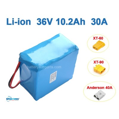 36V 37V 42V 10.2Ah 30A 1000W Lithium Li-ion Battery Pack w/ BMS