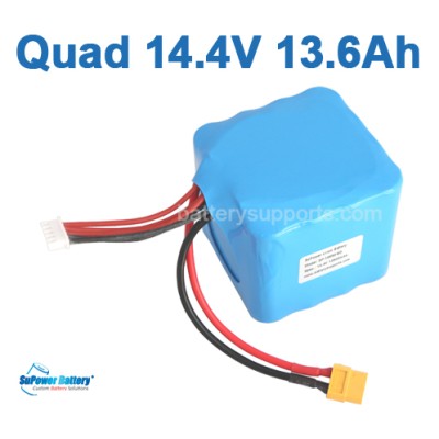Quad 14.4V 14.8V 16*18650 13600mAh 4S4P Max. 40A  Battery Pack
