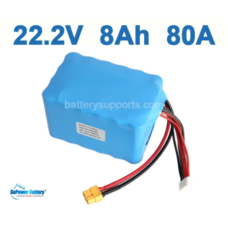 Quad 22.2V 24V 8Ah 80A Lithium Ion Drone High Drain Battery Pack