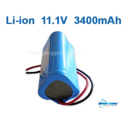 10.8V 11.1V  LiMnO2  3400mAh 3S Lithium ion Li-ion Battery Pack