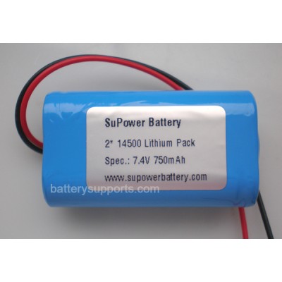 7.4V 7.2V AA 2* 14500 750mAh 2S Lithium ion Li-ion Battery Pack