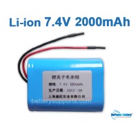 7.4V 7.2V 2* 18500 2000mAh 2S Lithium ion Li-ion Battery Pack