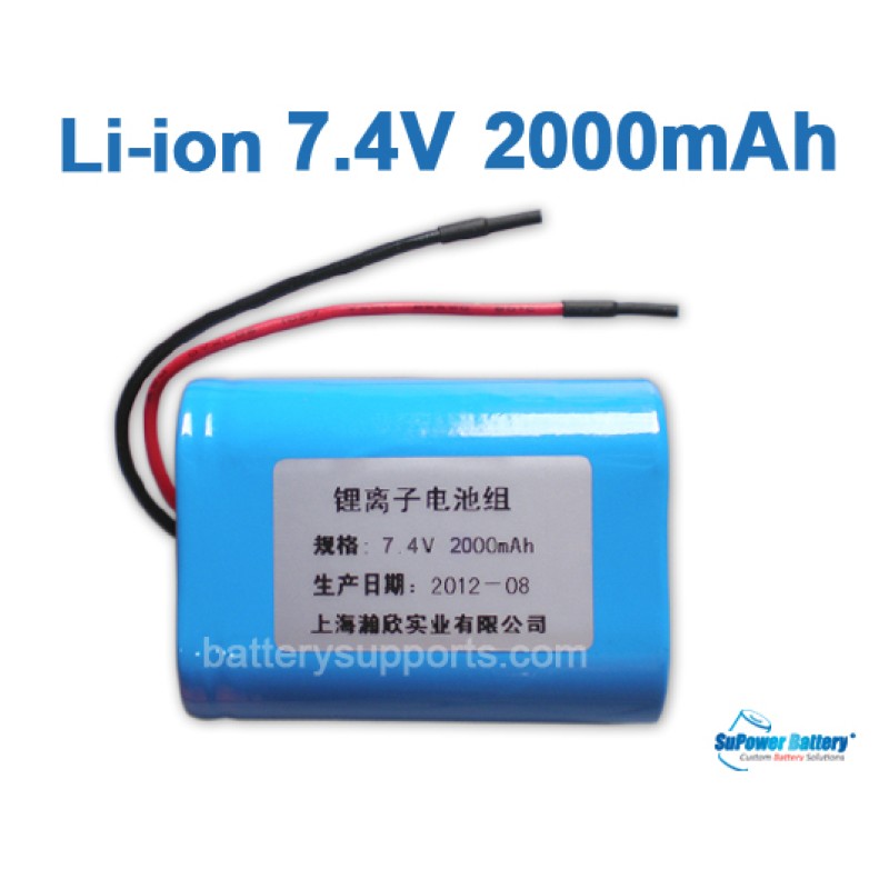 7.4V 7.2V 2* 18500 2000mAh 2S Lithium ion Li-ion Battery Pack