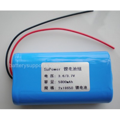 3.6V 3.7V 2* 18650 5800mAh 2P Lithium ion Li-ion Battery Pack