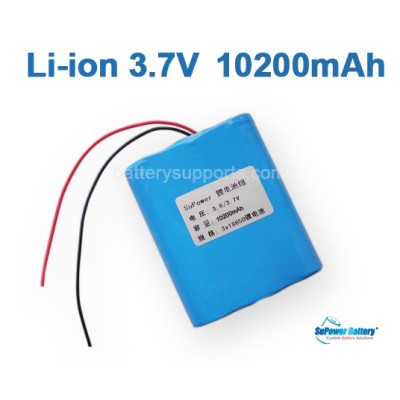 3.6V 3.7V 3* 18650 10200mAh 3P Lithium ion Li-ion Battery Pack