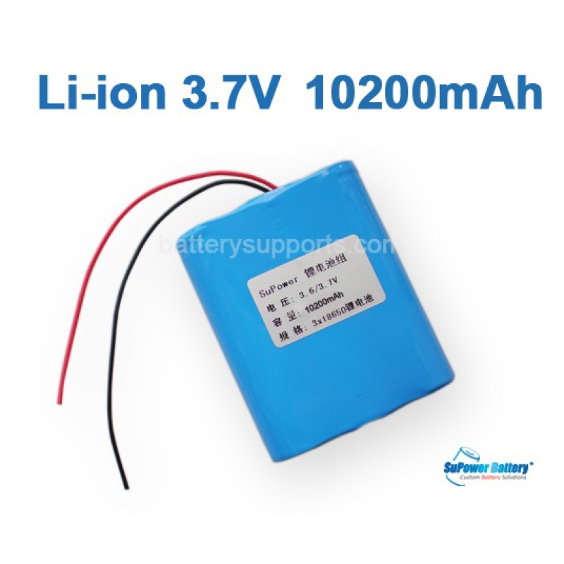 3.6V 3.7V 3* 18650 10200mAh 3P Lithium ion Li-ion Battery Pack