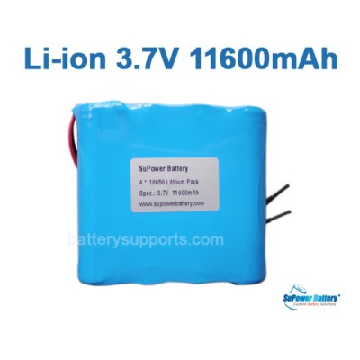 3.6V 3.7V 4* 18650 11600mAh 4P Lithium ion Li-ion Battery Pack