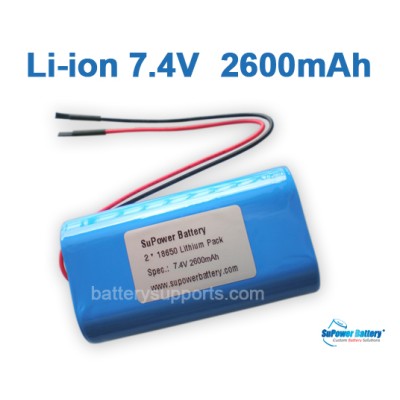 7.2V 7.4V 2* 18650 2600mAh 2S Lithium ion Li-ion Battery Pack