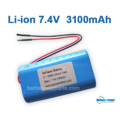 7.2V 7.4V 2* 18650 3100mAh 2S Lithium ion Li-ion Battery Pack