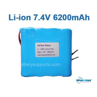7.2V 7.4V 4* 18650 6200mAh 2S2P Lithium ion Li-ion Battery Pack