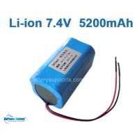 7.2V 7.4V 4* 18650 5200mAh 2S2P Lithium ion Li-ion Battery Pack