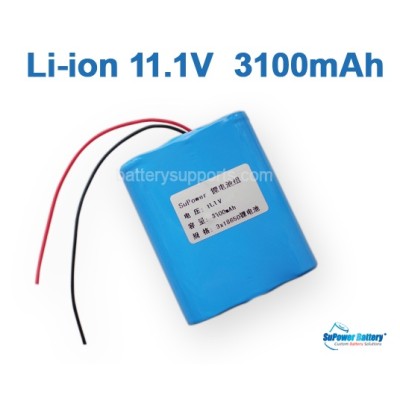 10.8V 11.1V 3* 18650 3100mAh 3S Lithium ion Li-ion Battery Pack
